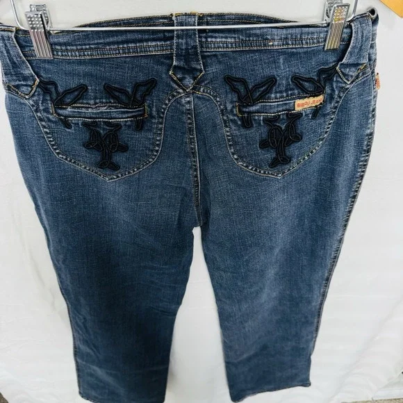 Bsou Jeans Wide Legs Embroidered Legs & Pockets Sz 12 - Picture 11 of 15